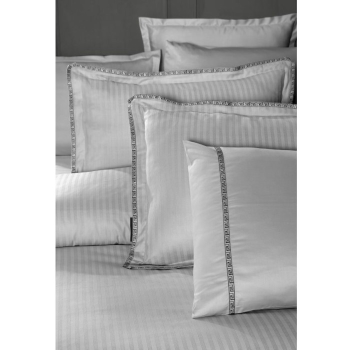 Постельное белье Sarev страйп "Jacquard", семейное, серый