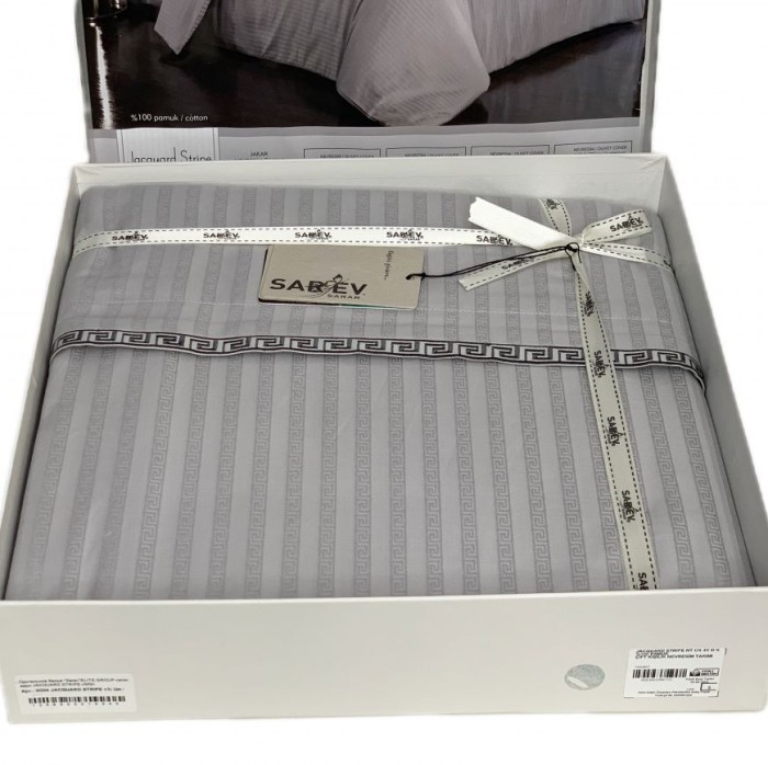 Постельное белье Sarev страйп "Jacquard", семейное, серый