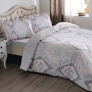 Постельное белье Tac Satin "Vales V03", 1,5 спальное, розовый