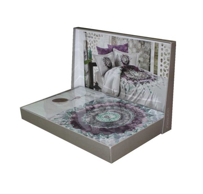 Постельное белье Dantela печатное "Lina", 2-х спальное (евро), зеленый