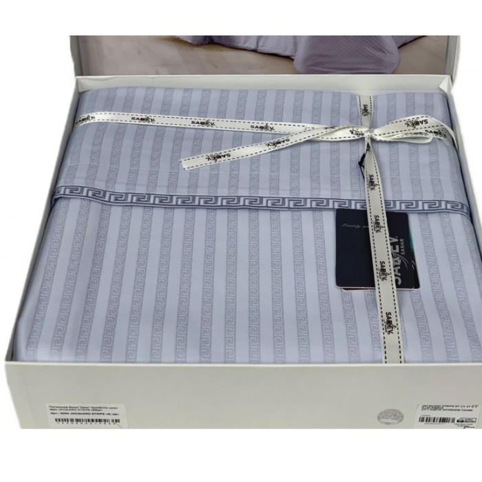 Постельное белье Sarev страйп "Jacquard", семейное, синий