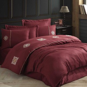 Постельное белье Hobby с вышивкой "Elegant Zeugma", 2-х спальное (евро), бордовый