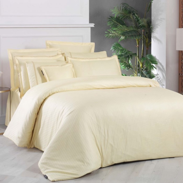 Постельное белье Sarev страйп "Jacquard", семейное, желтый