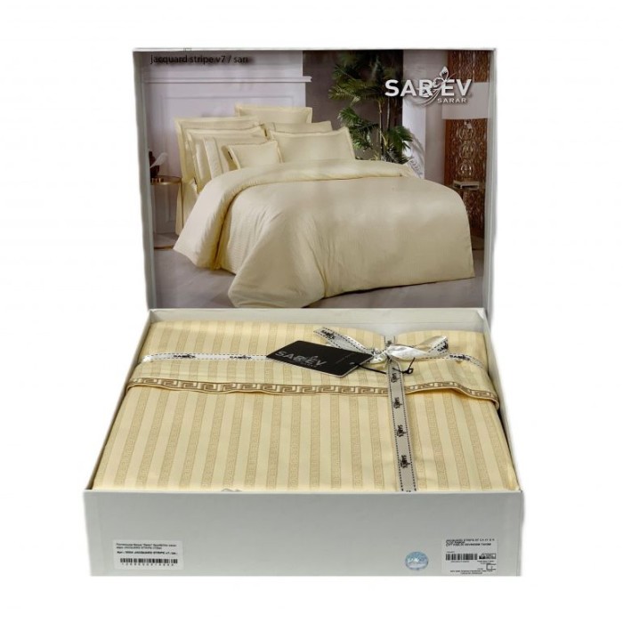 Постельное белье Sarev страйп "Jacquard", семейное, желтый
