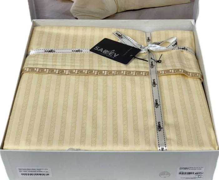 Постельное белье Sarev страйп "Jacquard", семейное, желтый