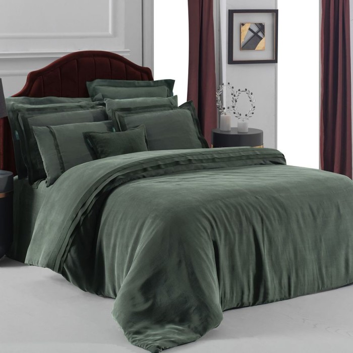 Постельное белье Sarev купра Elite "Kimera", 2-х спальное (евро), зеленый