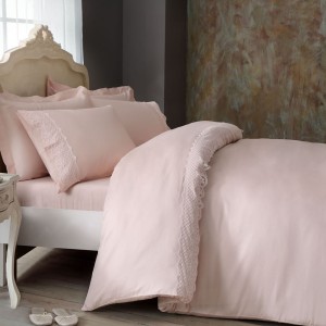 Постельное белье TIVOLYO с кружевом "OLIVIA", 1,5 спальное, розовый