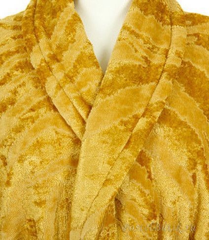 Халат махровый Roberto Cavalli "Zebra Gold 001" капюшон, S/M, золотистый