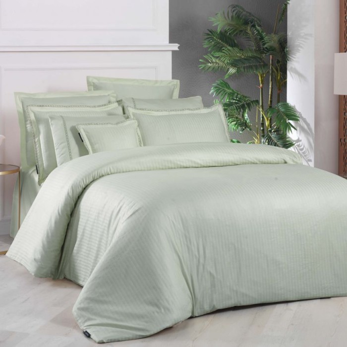 Постельное белье Sarev страйп "Jacquard", семейное, зеленый