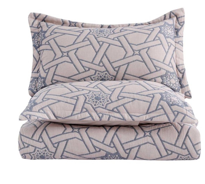 Покрывало с наволочками Arya жаккард "Windmill", 180x240 см, бежевый