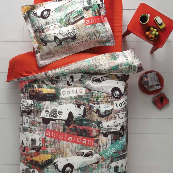 Постельное белье Tivolyo подростковое "Garage", 1,5 спальное, серый