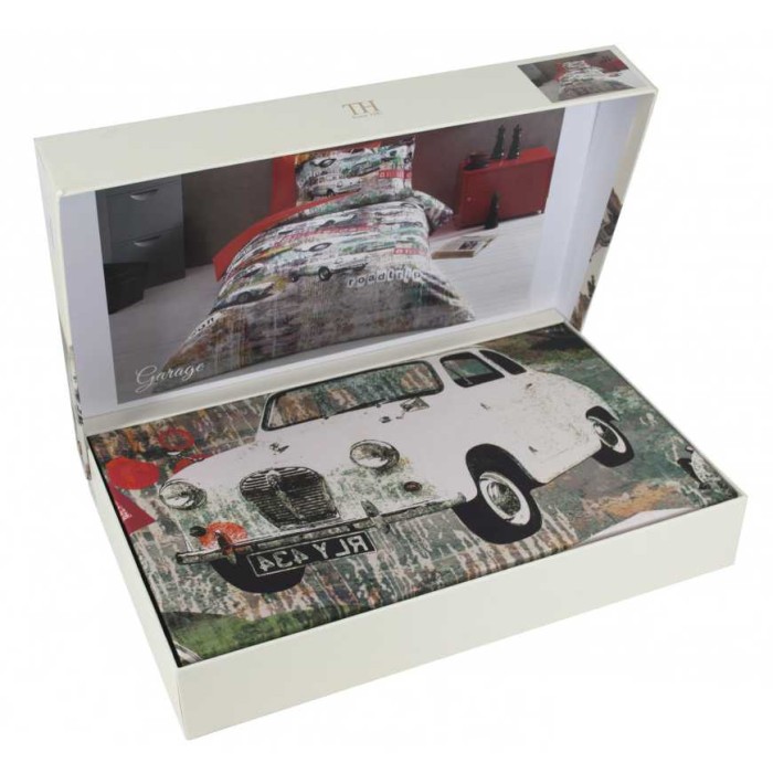Постельное белье Tivolyo подростковое "Garage", 1,5 спальное, серый