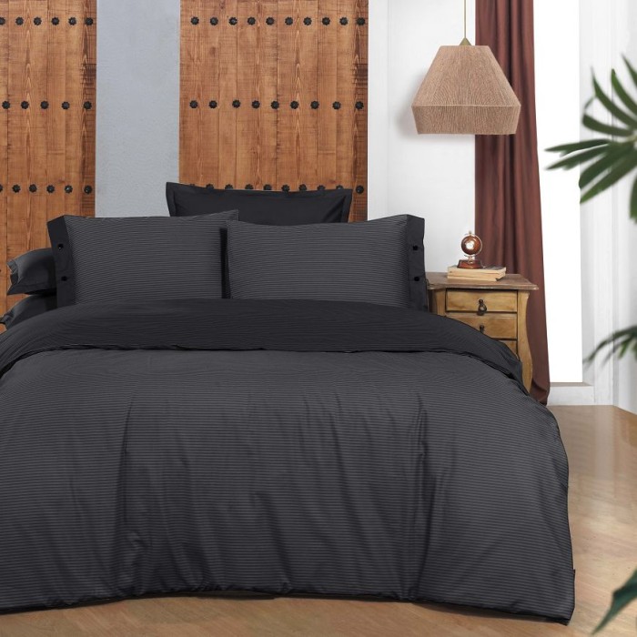 Постельное белье Sarev страйп "New Fancy", семейное, черный