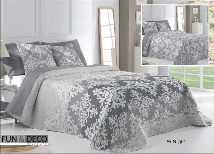 Покрывало с наволочками Antilo двустороннее "Win Gris", 235x270 см, серый