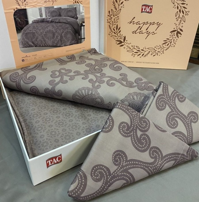 Постельное белье Tac Saten "Violet", 2-х спальное (евро), фиолетовый