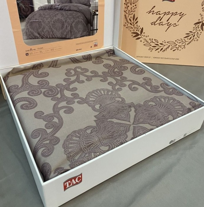 Постельное белье Tac Saten "Violet", 2-х спальное (евро), фиолетовый