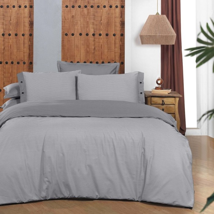 Постельное белье Sarev страйп "New Fancy", семейное, серый