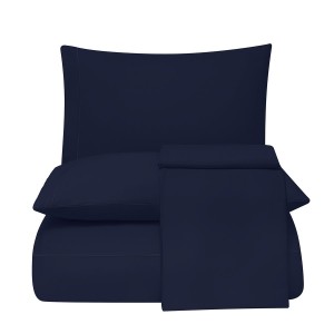 Постельное белье TIVOLYO сатин Deluxe "CASUAL", 2-х спальное (евро), тёмно-синий