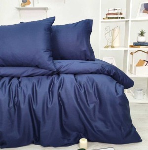 Постельное белье TIVOLYO сатин Deluxe "CASUAL", 2-х спальное (евро), тёмно-синий