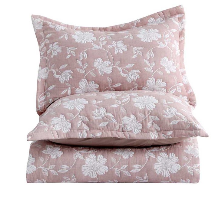 Покрывало с наволочками Arya жаккард "Memoria", 250x260 см, персиковый