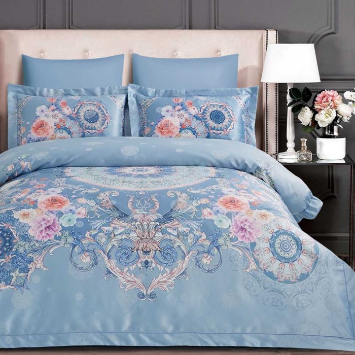 Постельное белье Arya Glamor "Melina", 2-х спальное (евро), голубой