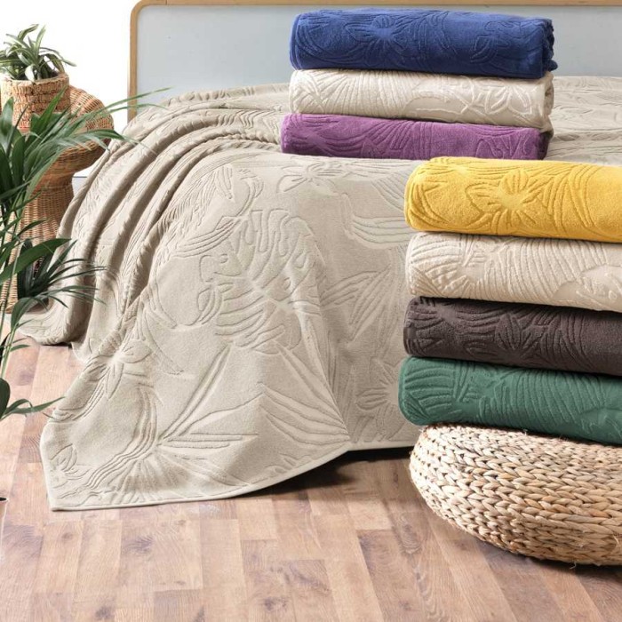 Покрывало Arya махровое "Botanical Garden", 200x220 см, темно-бежевый