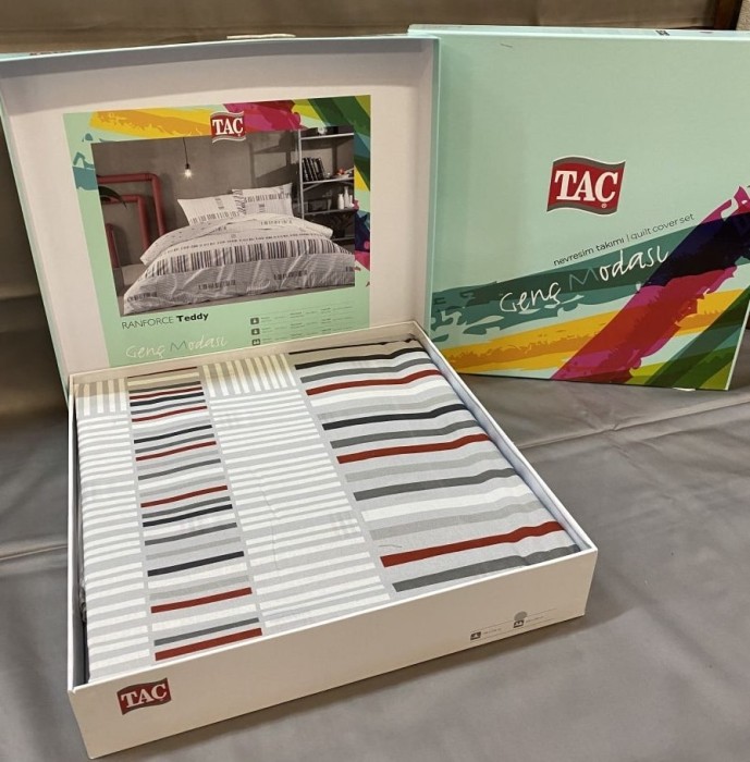 Постельное белье Tac Ranf на резинке "Teddy", 1,5 спальное, серый