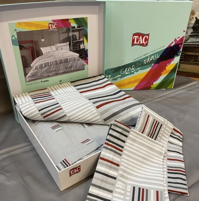 Постельное белье Tac Ranf на резинке "Teddy", 1,5 спальное, серый