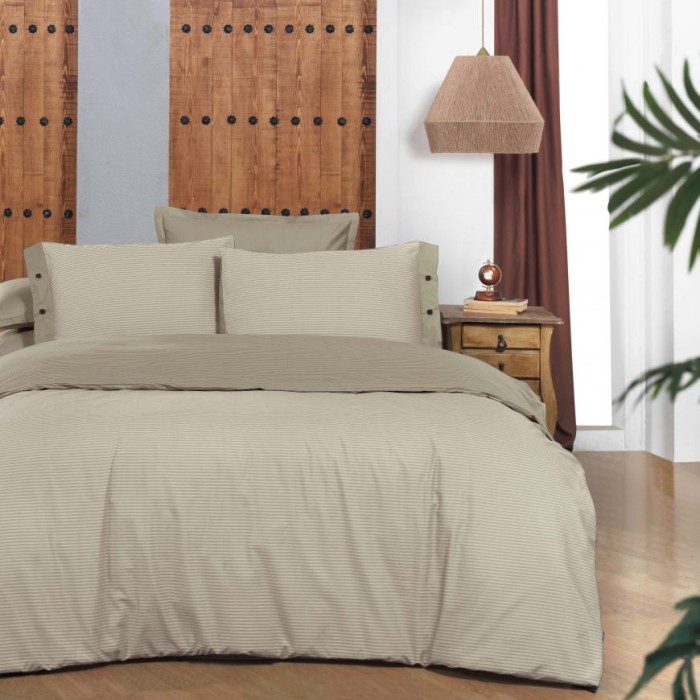 Постельное белье Sarev страйп "New Fancy", семейное, бежевый