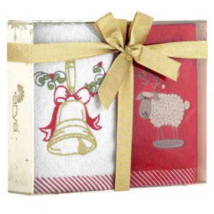 Набор салфеток Arya с вышивкой Рождество "Merry", 2 шт, белый