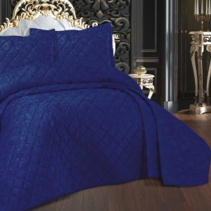 Покрывало с наволочками DO&CO жаккард "AMELIA", 250x260 см, синий