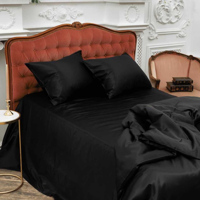 Простыня German Grass шелк "Diamond-Black", 260x280 см, черный