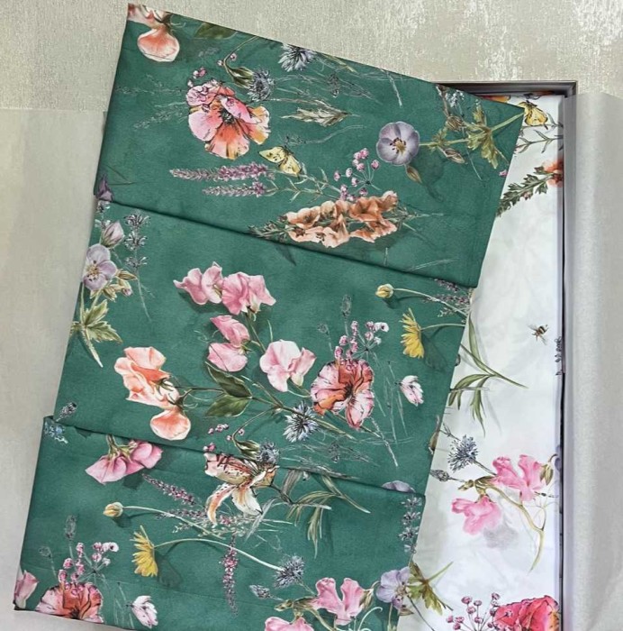 Постельное белье MIRABELLO "Campagna In Fiore", 2-х спальное (евро), изумруд