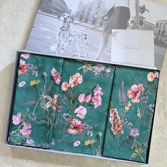 Постельное белье MIRABELLO "Campagna In Fiore", 2-х спальное (евро), изумруд