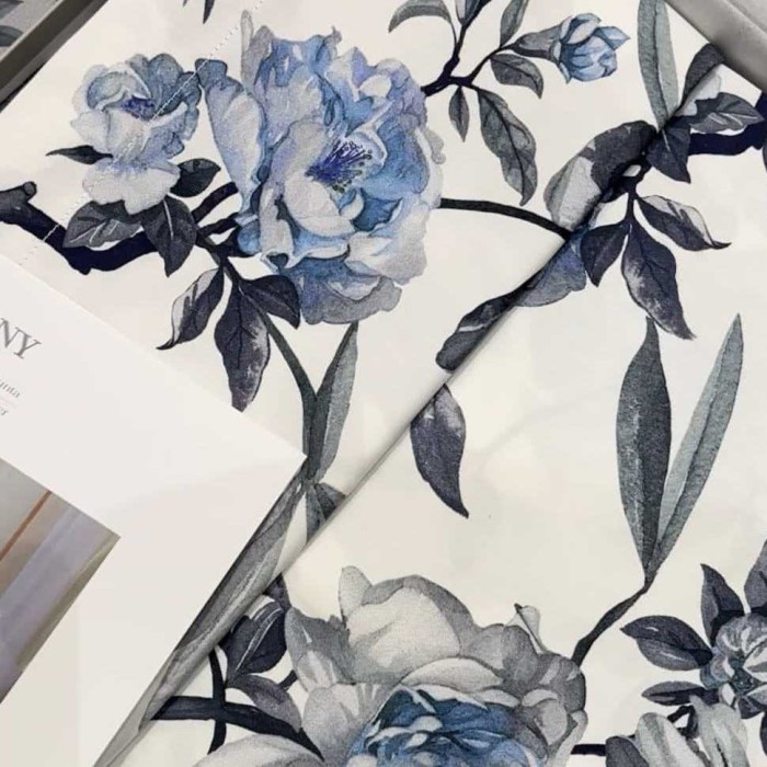 Постельное белье Mirabello "Oriental Peony U04", 2-х спальное (евро), синий