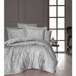 Постельное белье DO&CO сатин Deluxe "ADVINA", 2-х спальное (евро), серый