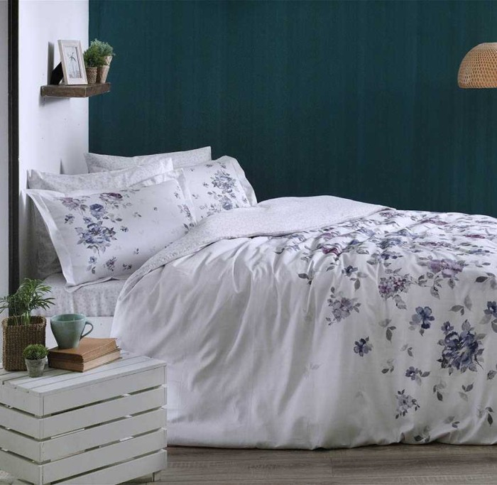 Постельное белье Tac Saten "Zaira", семейное, лиловый