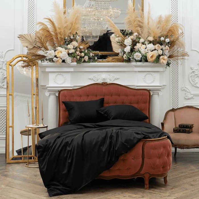 Пододеяльник German Grass шелк "Diamond-Black", 150x200 см, черный