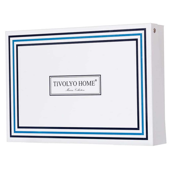 Постельное белье Tivolyo с вышивкой "Imperial", 2-х спальное (евро), голубой