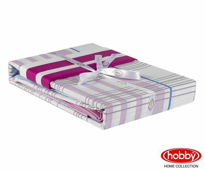 Постельное белье Hobby поплин "Stripe", 1,5 спальное, фуксия