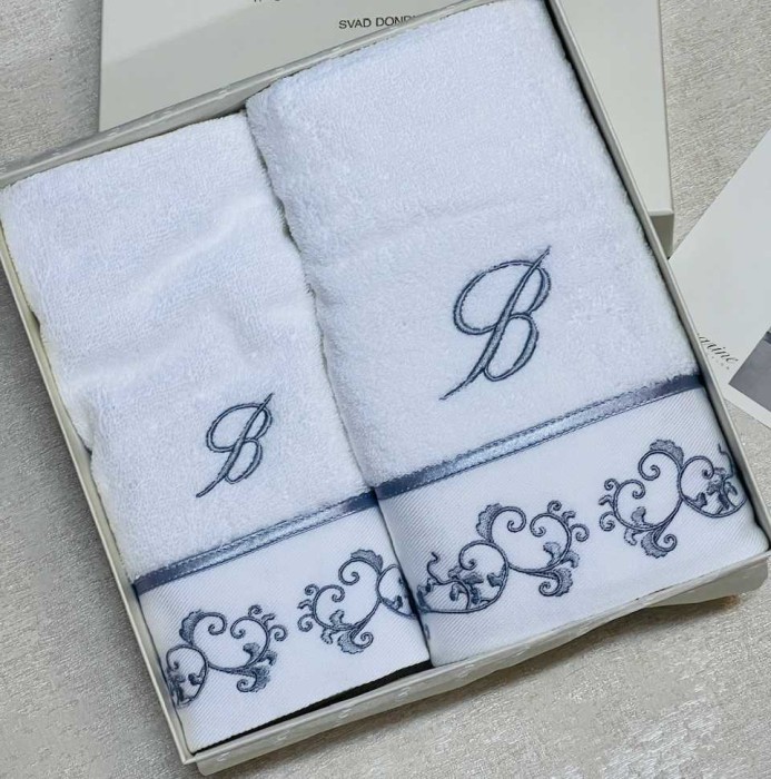 Комплект полотенец Blumarine "Emmanuela", 2 шт, белый с серебром
