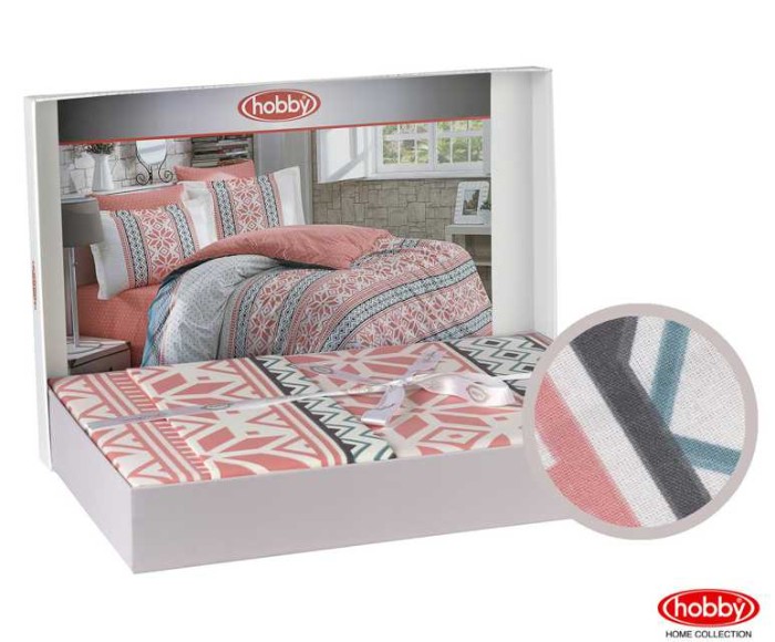 Постельное белье Hobby поплин "Carla", 2-х спальное (евро), персиковый