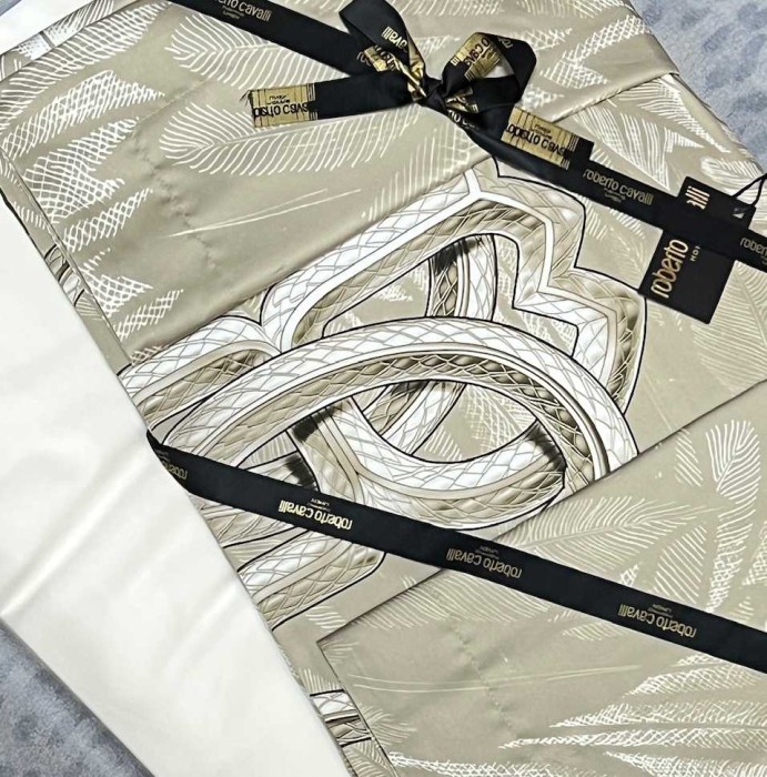 Постельное белье Roberto Cavalli "Plumage", king-size, светло-бежевый