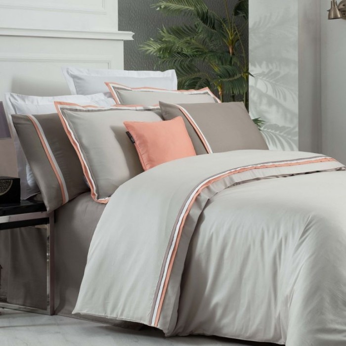 Постельное белье Sarev "Minsk", 2-х спальное (евро), серо-бежевый