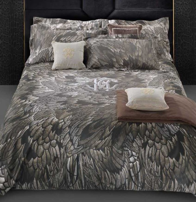Постельное белье Roberto Cavalli "Plumage", king-size, темно-бежевый
