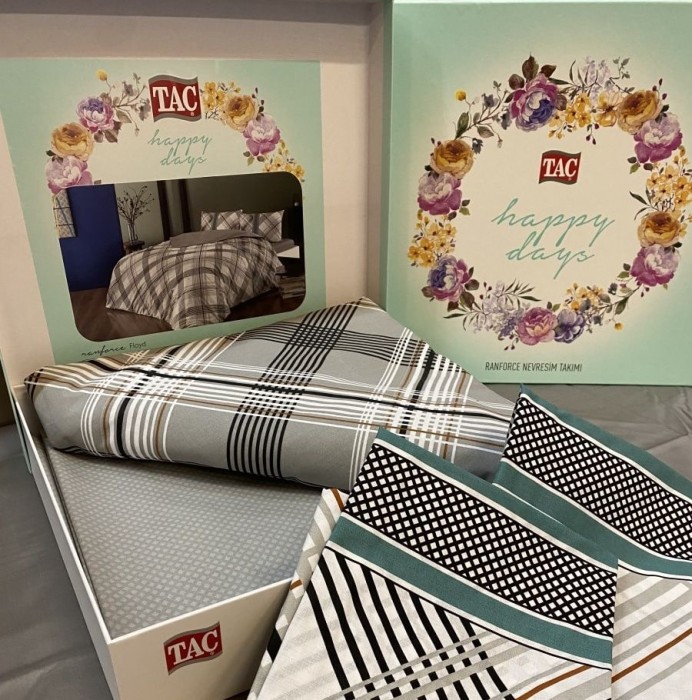 Постельное белье Tac ранфорс "Floyd", 1,5 спальное, серый