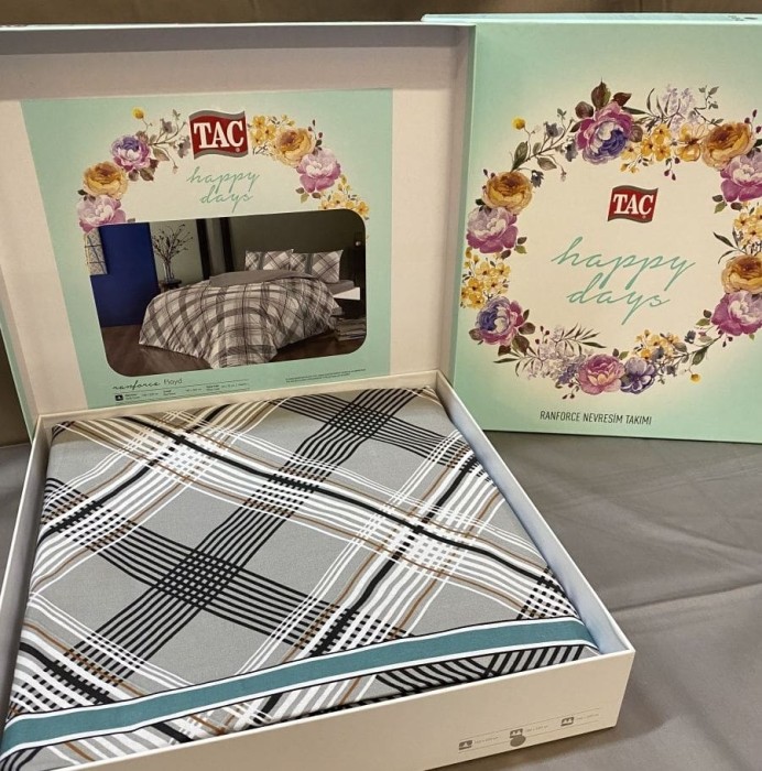 Постельное белье Tac ранфорс "Floyd", 1,5 спальное, серый