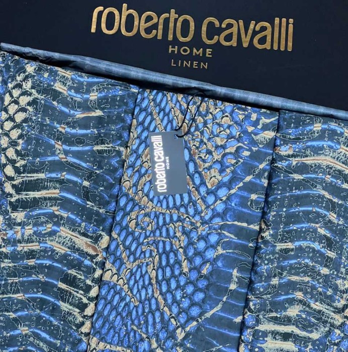 Постельное белье Roberto Cavalli "Wild Damasco", 2-х спальное (евро), сине-золотой