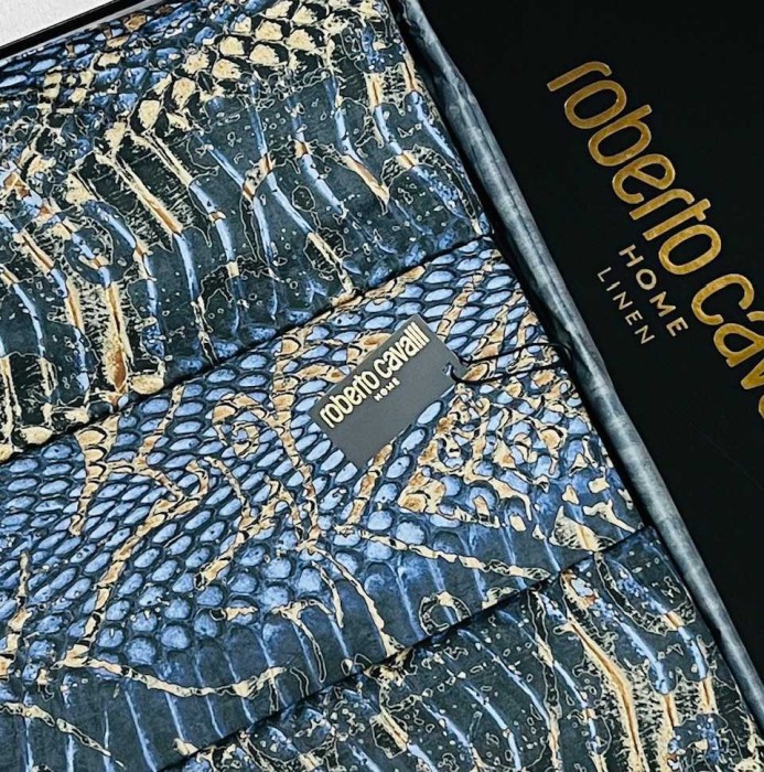 Постельное белье Roberto Cavalli "Wild Damasco", 2-х спальное (евро), сине-золотой