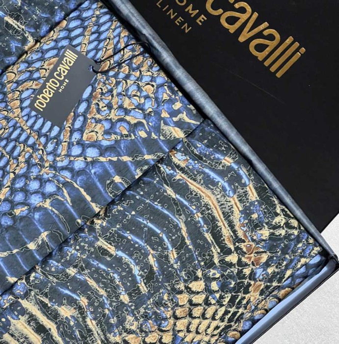 Постельное белье Roberto Cavalli "Wild Damasco", 2-х спальное (евро), сине-золотой